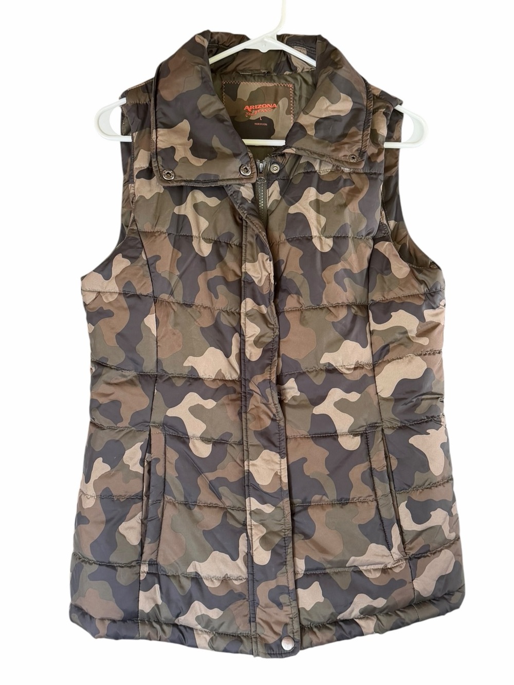 Arizona Jean Co. Green Camo Quilted Puffer Vest Sz L
